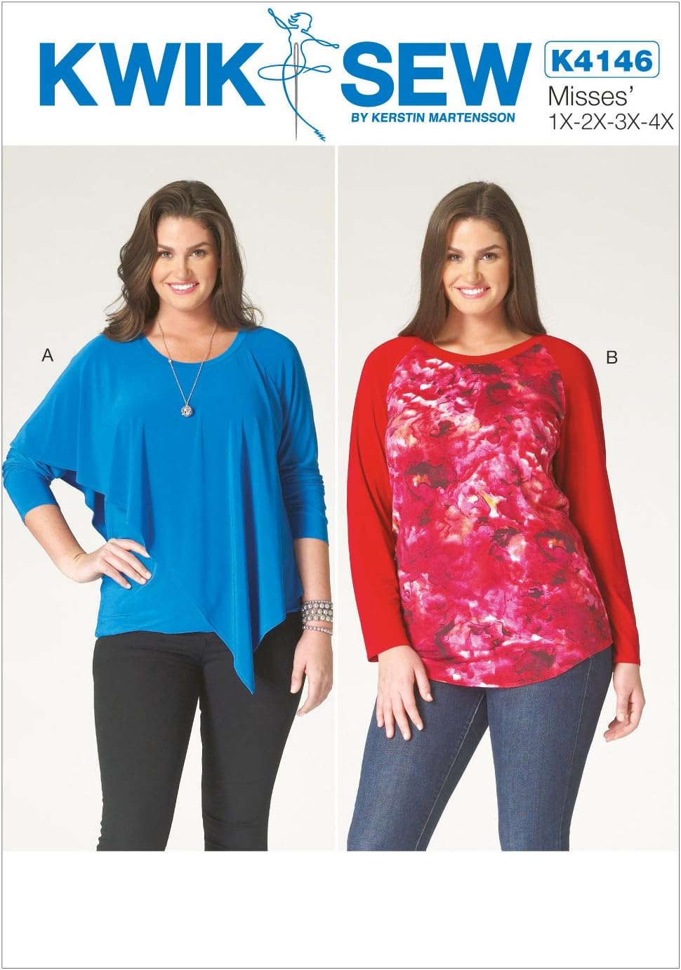 Kwik Sew Patterns K4146OSZ 1X/2X/3X/4X-Large Women's Tops, Multi-Colour