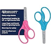 Westcott 5" Hard Handle Kids Scissors, Blunt, Assorted Colors, 2-Pack
