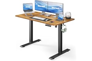 Marsail Standing Desk Adjustable Height Stand up Home Office Desk,‎ 48x24 Inch Electric Standing Computer Desk, with 4 Memory Presets, Headphone Hook,Cable Organizer, Rustic Brown