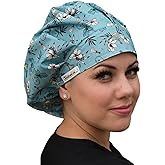 KimKaps Title Bouffant Style Surgical Nurse Scrub Hat - Midwife Themed Scrub hat Cuterus Blue - Style 1