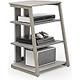 FITUEYES Design 4-Tier AV Media Stand Corner Shelf Stand Wooden Corner Shelves Component Cabinet Stereo Rack Audio Tower with Height Adjustable Wooden Shelves for/Apple Tv/Xbox One/ps4 (Khaki)