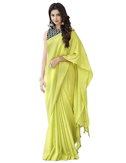 Women's Jute Cotton Saree with Blouse Piece (SRHIW10, Yellow)