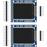 hiBCTR 2-Pack 1.8in ST7735R SPI TFT LCD Display, 128x160 | SD card slot, compatible with ESP32, STM32, and Arduino Uno, 3.3V logic compatible, default 5V VCC