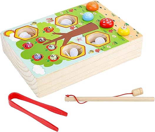 Amazon Generic ゲームモンテッソーリ教育玩具をキャッチする木のおもちゃの小さな蜂クリップワーム お医者さん おもちゃ
