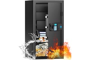 RXUJYC 6.0 Cubic Large Home Safes Water and Fireproof, Anti-theft Document Safe Box with Removable Drawer & Shelf, Digital Fire Proof Safe for Home Money Jewelry Valuables