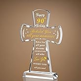 Ghtixsu 90th Birthday Religious Gifts for Women Men - Glass Stand Cross 90 and Fabulous Birthday Blessing - 90th Birthday Presents Ideas for Friends, Grandma, Mom Turning 90 Years Old