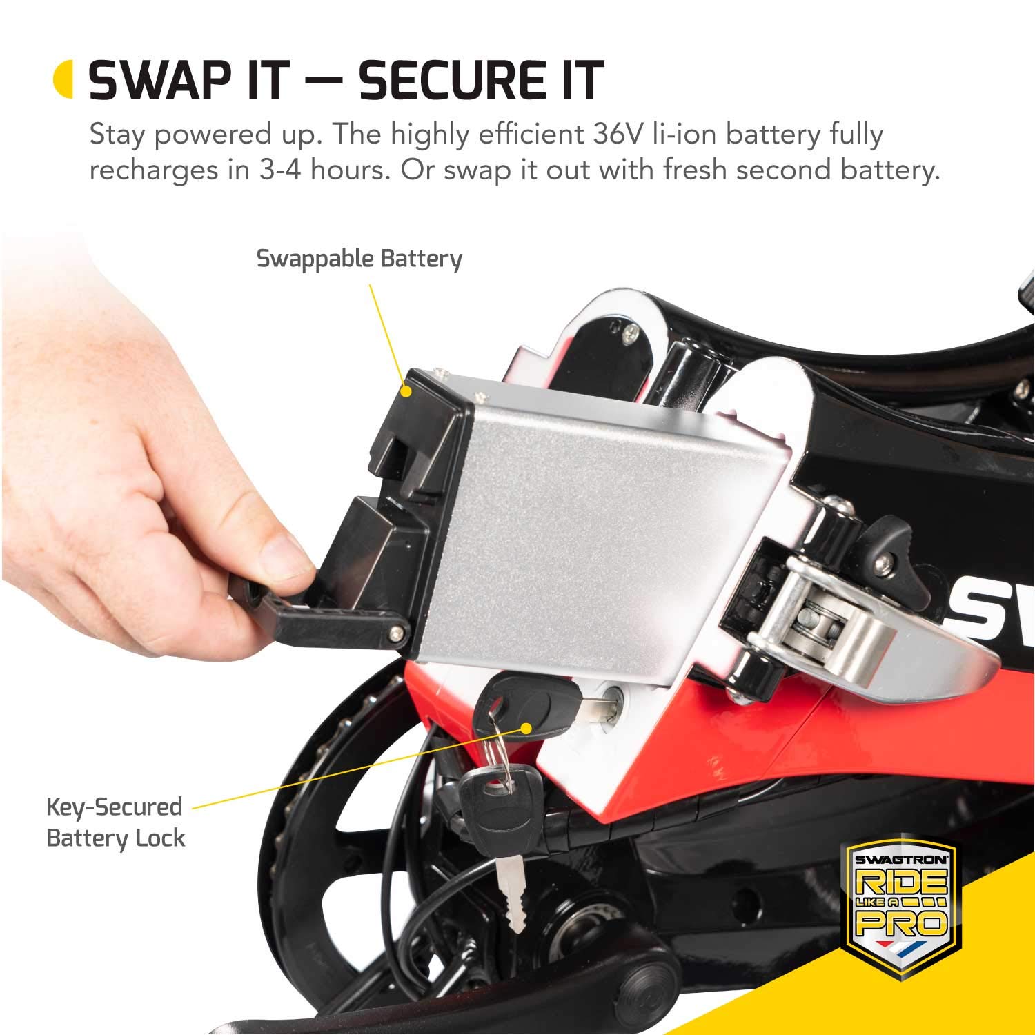 Swagtron Swagcycle EB7 Elite Folding Electric Bike, 16Inch Wheels