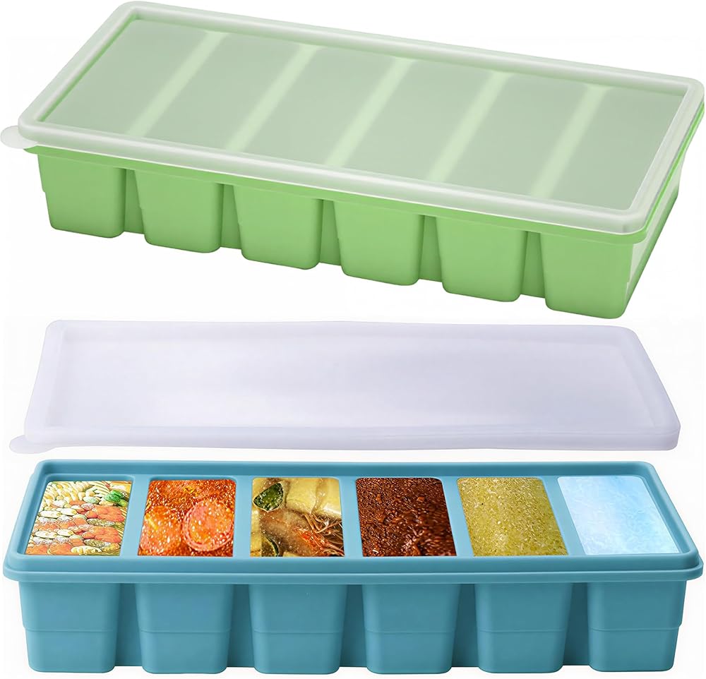 2 Pack Silicone Soup Freezer Containers with Lids, Soup Freezer Mold, Ice Trays for Freezer, Ice Cube Tray for Storing 100 ml