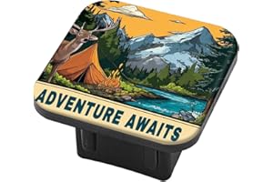 PATBIXES Hitch Cover Fits for 2-Inch Hitch,Adventure Awaits Design Trailer Hitch Cover Tube Plug Insert,Car Exterior Accessories, Receiver Tube Hitch Plug