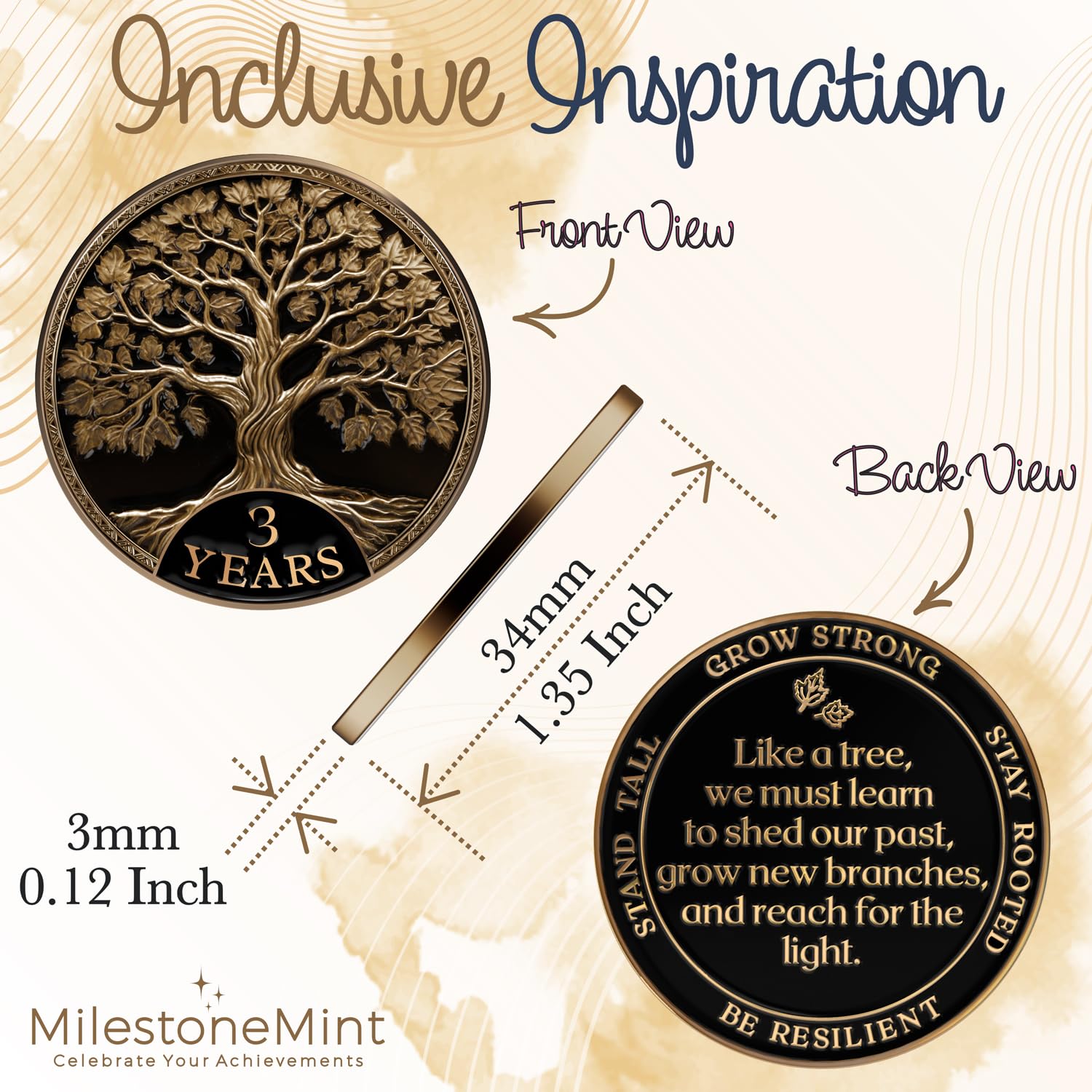 MilestoneMint Affirmation Sobriety Coin Gift Set