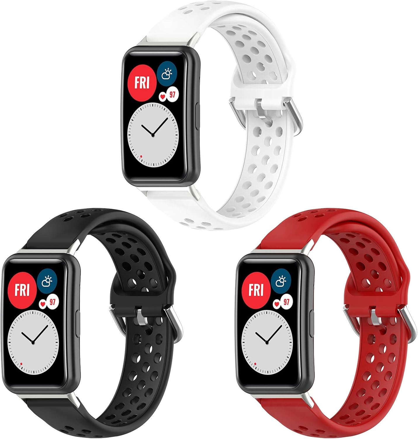 Bemodst 3 Pack Strap Compatible with Huawei Watch Fit, Silicone