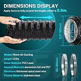 HG Power 3 Inch Aluminum Ducting 2.5m Vent Hose with Clamps Black view 2