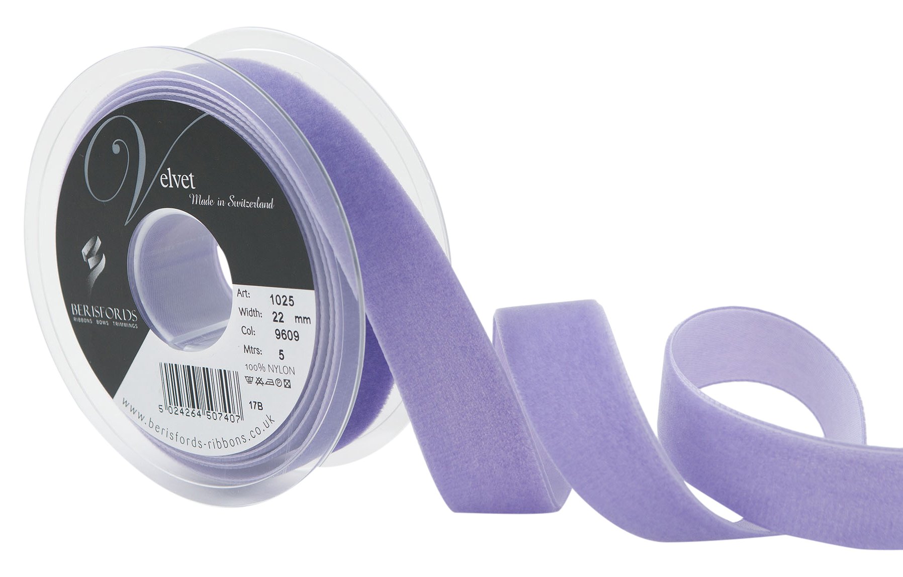 Berisfords Velvet Ribbon, Violet, 102 x 30 x 102 cm