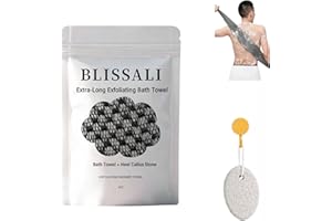 Blissals Exfoliating Shower Towel,Premium Scrub Wash Back Bath Cloth for Body Face，Silver-ion Antibacterial Fiber, deep-Clean