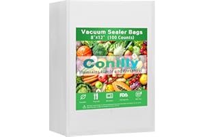 CONILLY Vacuum Sealer Bags - 100 Pack (11"x16") | BPA Free, Commercial Grade, Puncture & Leak Proof | Pre-Cut for Sous Vide, Meal Prep, Freezer Storage | Textured & Chamber Vacuum Sealer Compatible