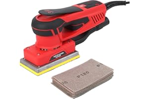 KIARIXO Electric Sheet Sander, Corded Multi-Function Detail Sander, 260W Brushless Motor Sheet Sander with 12 Sanding Paper, Max 10,000rpm Palm Sander with Brushless Motor Sanders for Woodworking