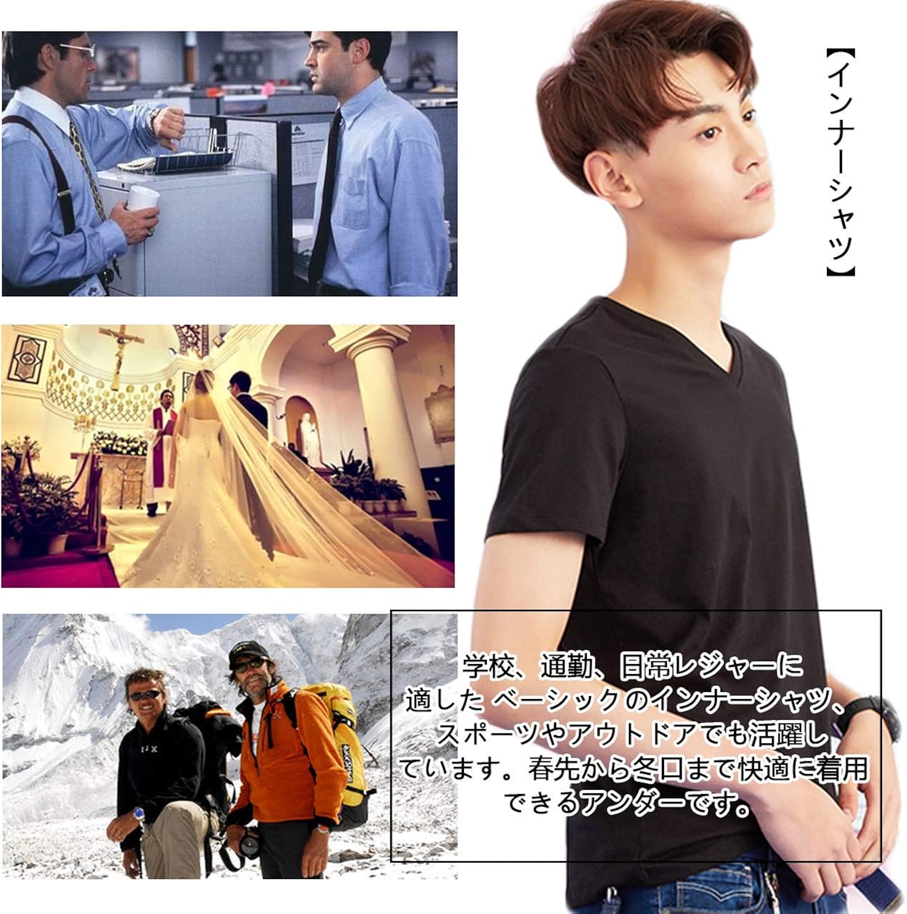 Amazon インナーシャツ メンズ 肌着 5枚組 綿100 半袖 Vネック Tシャツ 無地 防菌防臭 服 インナーシャツ 通販