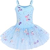 ODASDO Ballet Leotard with Tutu Skirt for Girls Dance Gymnastics Camisole Bodysuit Sparkly Butterfly Training Outfit