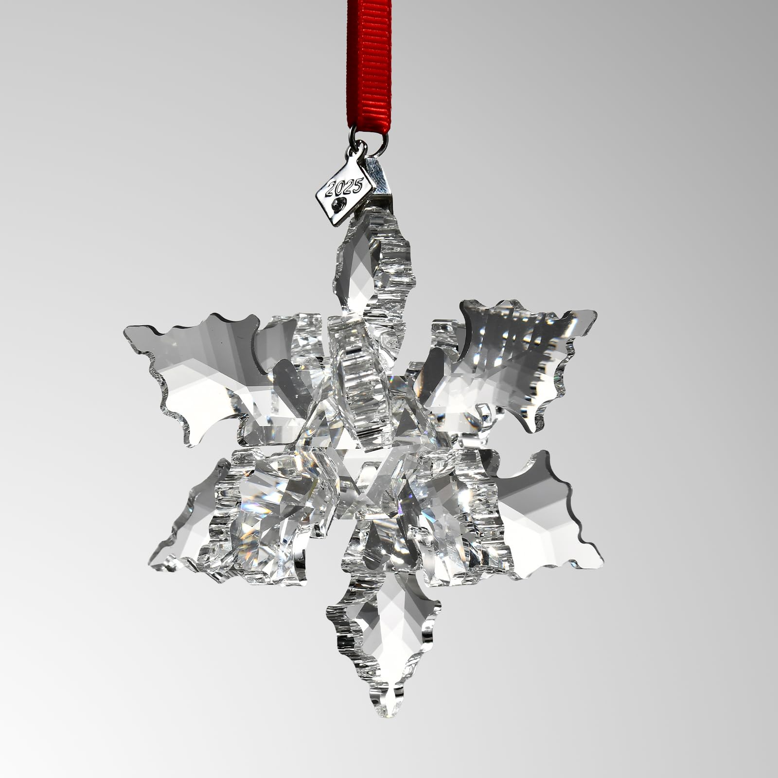 Photo 1 of 2025 Annual Edition 3D Crystal Snowflake Ornament Christmas Ornament Home Decor Gift (2025-Clear 3D)