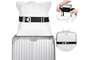 2-in-1 Travel Belt Luggage Straps Over Handle for Carry On Bag,ZZM Elastic Add a Bag Bungees Luggage Belt Suitcases Adjustable with Alloy Buckle, Hands-Free for Airport,Trip (Black)