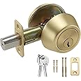 Design House Single Cylinder 2-Way Round Corner Deadbolt with Latch – Satin Gold Deadbolt Lock, 728923