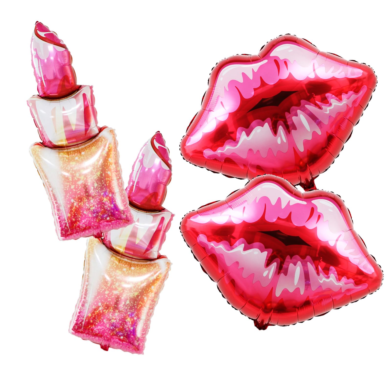 Photo 1 of Afuntuo 4Pcs lips Lipstick Balloons?49 Inch Red Lipstick and 30 Inch lip Balloons For Galentines Day Make up Spa Pink Girl Party Spa Party