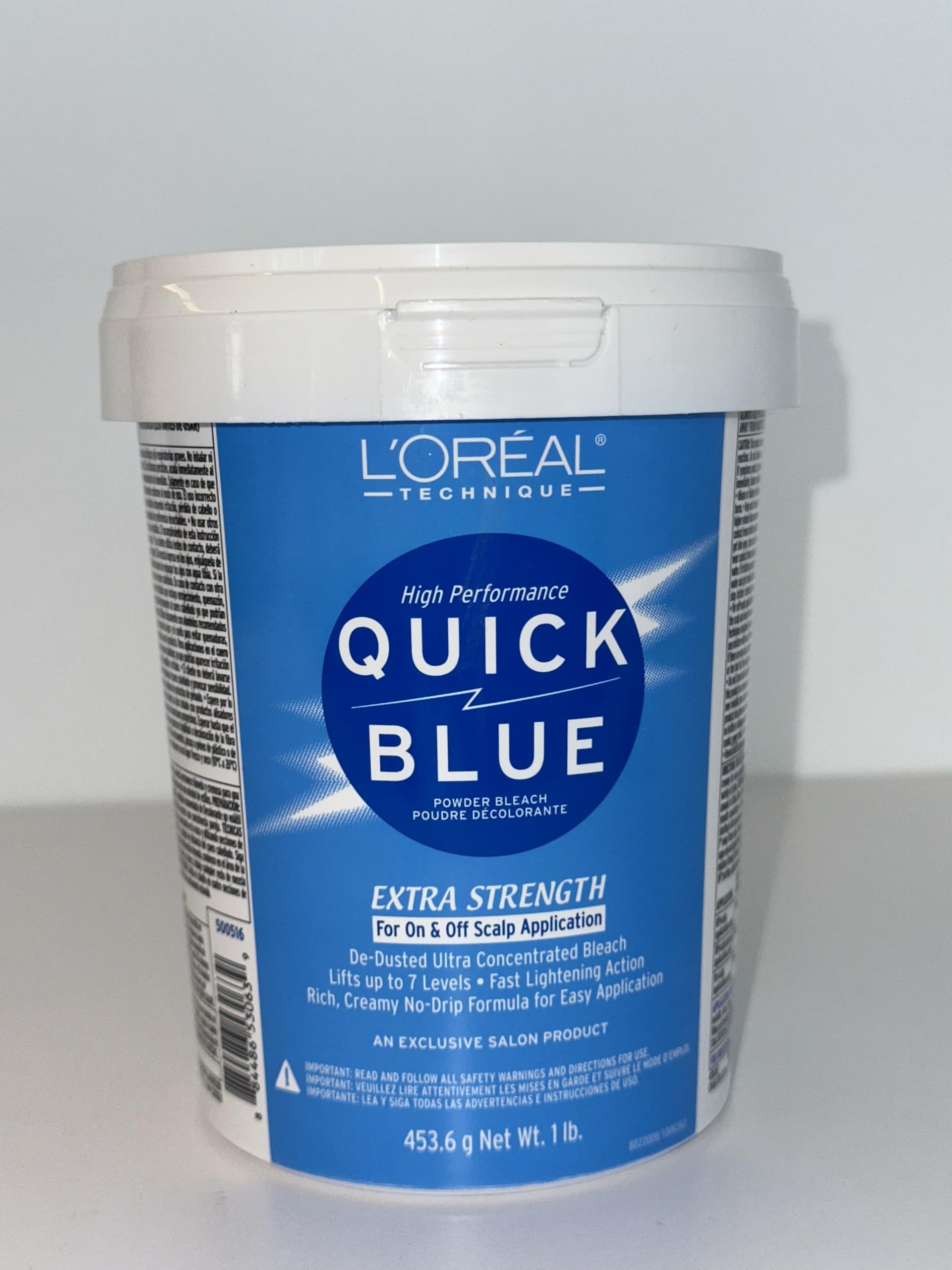 L'OREAL TECHNIQUE Quick Blue High Performance Bleach | Professional Hair Bleaching Powder | No Drip Formula | Extra Strength Lightening Action Lifts Up To 7 Levels | Single Application | 1 Pound