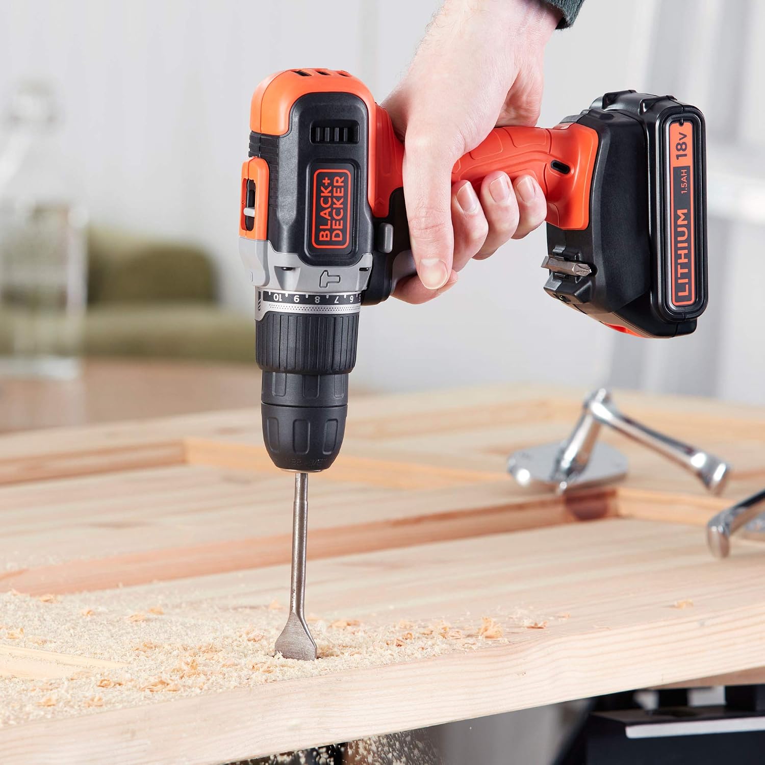 BLACK+DECKER BCD003C2K-QW 18V 21.000 ipm Hammer Drill with 2 Lithium Batteries 1.3Ah and Case, 3/8_pollice - Image 5