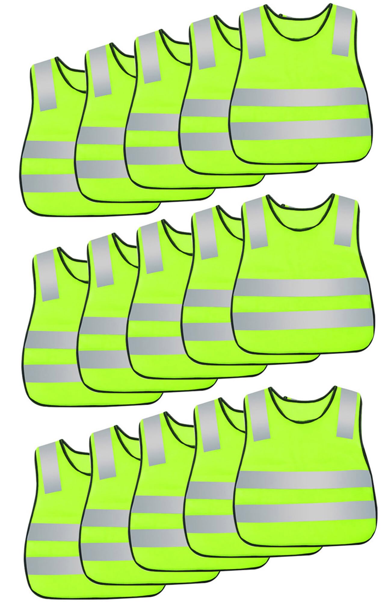 Lightweight High Vis Waistcoat Coming Home from School Reflective Vest Running Cycling Overall Safety Tops Yellow 15 Pack