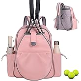 JKAOO Tennis Bags for Women, Waterproof Tennis Sling Crossbody Shoulder Backpack Holds 2 Rackets, Tennis Racket Bag for Pickleball Badminton