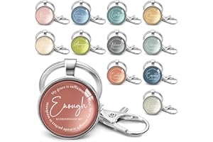 Equsion 24 Pcs Christian Keychains Mini Bible Verse Keyrings with Scripture Quote Religious Church Gifts for Christmas Family Staff (Morandi)