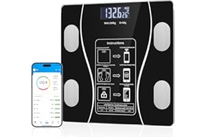 OOYY Smart Scale for Body Weight: Digital Bathroom Scale for Weight Fat BMI Muscle Mass Full Body Composition Analyzer Bluetooth Highly Accurate Weighing Machine, 400 lbs (Black)