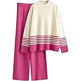 Tanming Women's Lounge Sets 2 Piece Outfits Knitted Pullover Sweater Tops Wide Leg Pants Tracksuit