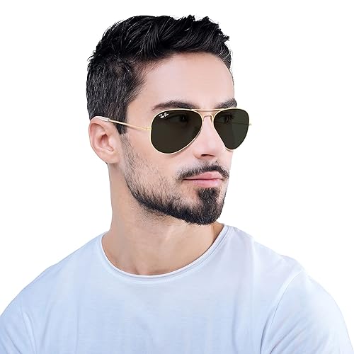 Ray-Ban Rb3025 Classic Aviator Sunglasses, Gold Black/G-15 Green