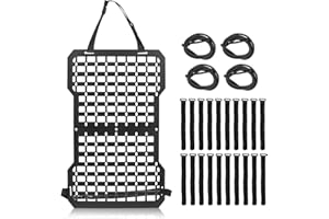 MAIKER OFF ROAD MAIKER Rigid Molle Panels For Vehicles Truck Mount Rack Panel Tactical Seat Back Organizer Adjustable Versatile Panel with Hook and Loop Fasteners & Elastic Rope for Storage Gears Accessories, Black