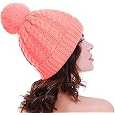 Women's Winter Beanie Warm Fleece Lining - Thick Slouchy Cable Knit Skull Hat Ski Cap