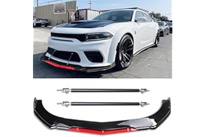 DREAMOTOR Universal Car Front Bumper Lip + 2PCS 8"-11" Adjustable Splitter Rods front lip Spoiler Splitter Body Kit Compatible with Dodge Charger Nissan Cruze Honda Civic Toyota Altima Chevy