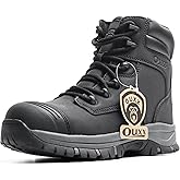 OUXX Work Boots for Men, Side Zipper Steel Toe Shoes, Water-Resistant, Non-Slip, Puncture-Proof(OX2720)