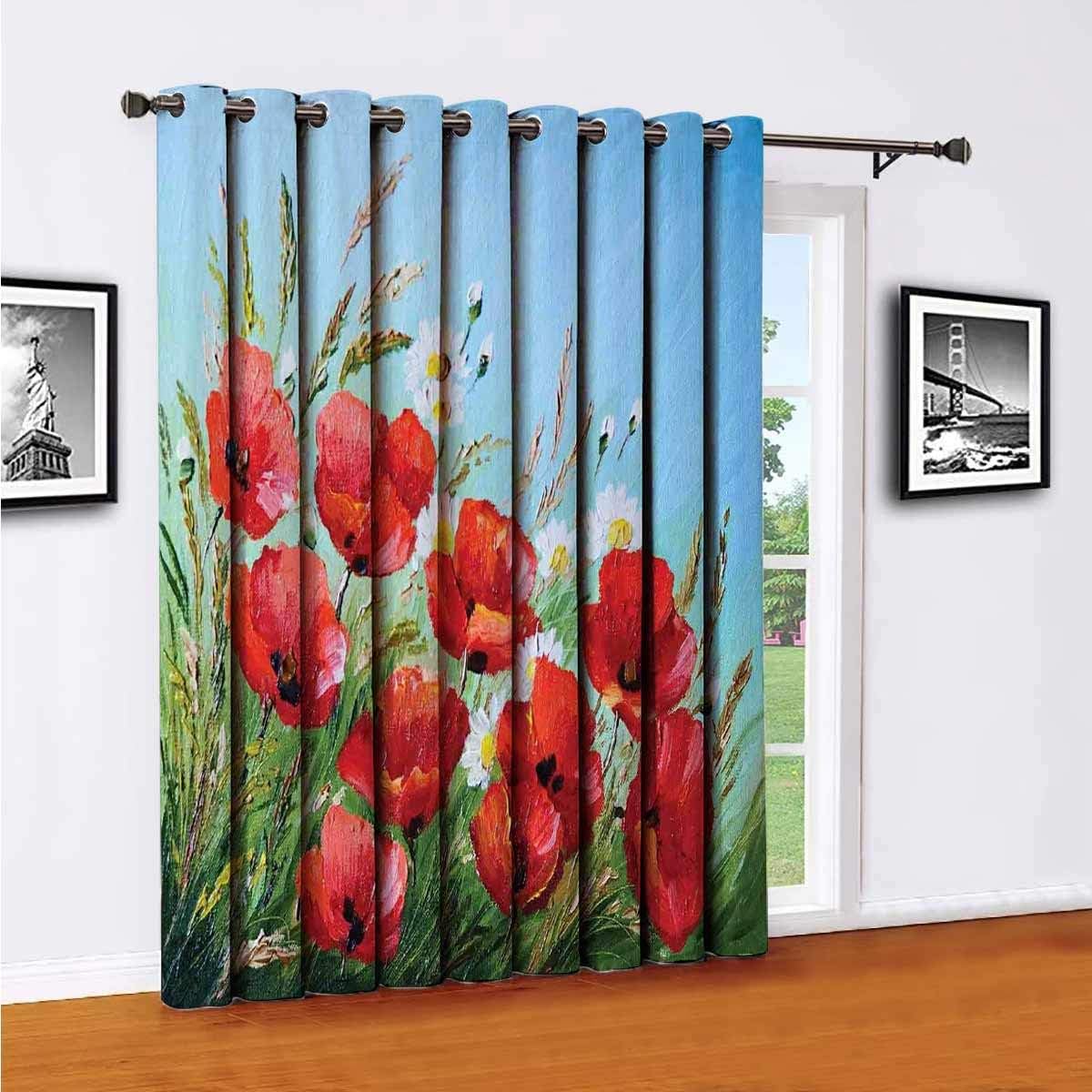 Cortinas para puerta corredera con flores, estilo griego con flores