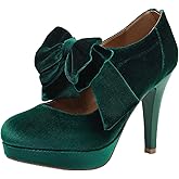Mostrin Fashion Vintage Womens Small Bowtie Platform Pumps Ladies Sexy High Heeled Shoes