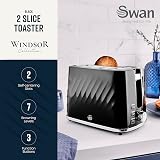 Swan Windsor 2 Slice Toaster 7 Browning Levels Defrost Reheat Cancel Black view 2