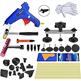 Super PDR 31pcs Auto Dent Puller Paintless Dent Repair Tools kit - Dent Bridge Dent Puller Kit with Hot Melt Glue Gun Glue Sticks for Car Body Dent Repair