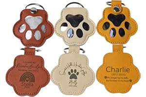 Personalized Pet Fur Memorial Keychain - Leather Paw Shaped Pet Hair Storage with Engraved Name, Sympathy Gift for Dog Cat Lo