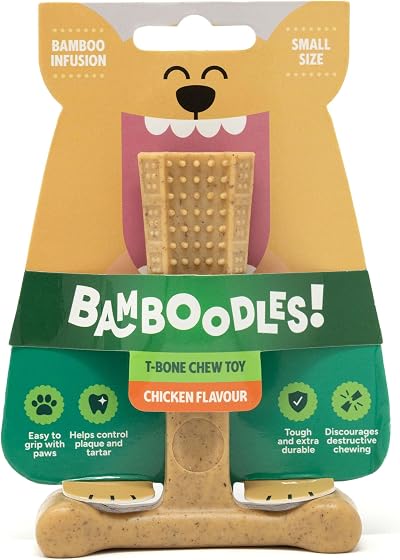 Bamboodles T-Bone Dog Chew Toy Small Chicken Flavour Long Lasting
