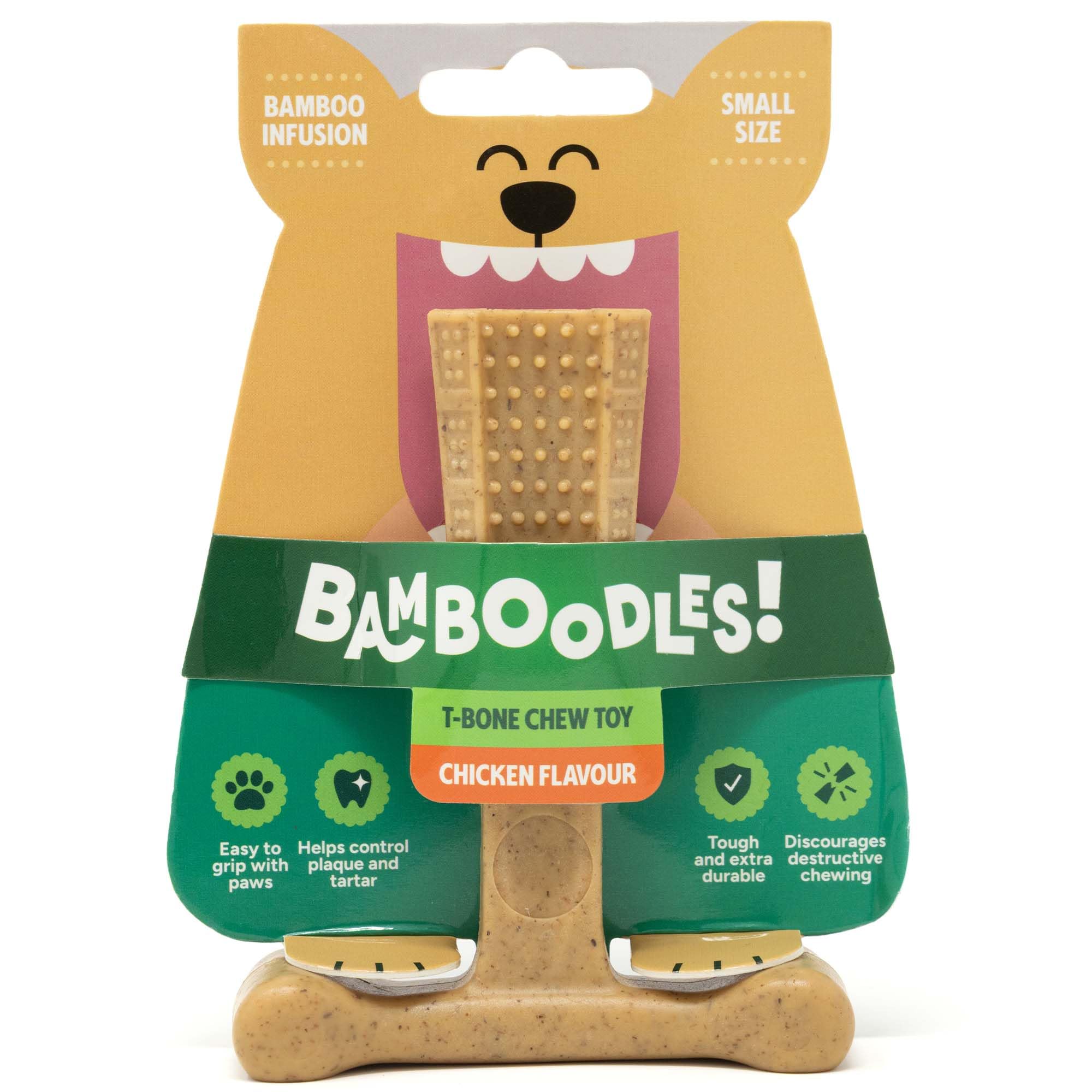 Bamboodles T-Bone Dog Chew Toy – Small | Chicken Flavour | Long Lasting Chew toy for Small Dogs | Durable Chew Toy to Satisfy Chewing Instincts