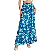 KIFOVEN Women's Floral Print Ruffle Hem Mid Waist A Line Elegant Long Skirt
