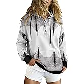 VIEACTIVEWEAR Hoodie for Women Tie Dye Sweatshirt Button Down Tops Casual Long Sleeve Oversize Pullover
