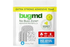 BugMD No Buzz Zone Refiller Pad (6 Refills) - Extra-Strong Adhesive Traps, Indoor Insect Trap Refill, No Harsh Chemicals, Household Friendly, Fly Trap Refill, Flea Trap Refills, Bug Trapper