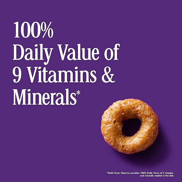 MULTI GRAIN CHEERIOS HEART HEALTHY CEREAL, 18 OZ FAMILY SIZE CEREAL BOX