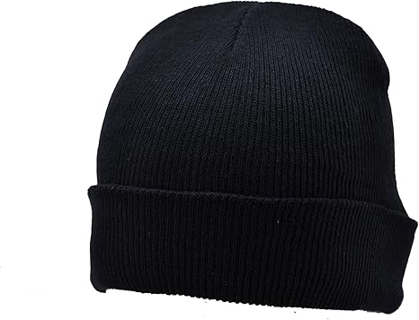 Plain black wooly hat Clearance